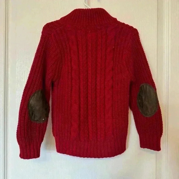 GAP Boy's size 3 red Cable Knit Sweater 1/4 button Christmas cozy warm - Picture 7 of 9